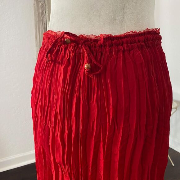 Romantic Goth Whimsigoth Asymmetric Frilly Red Layered Midi Skirt One Size - Picture 3 of 5